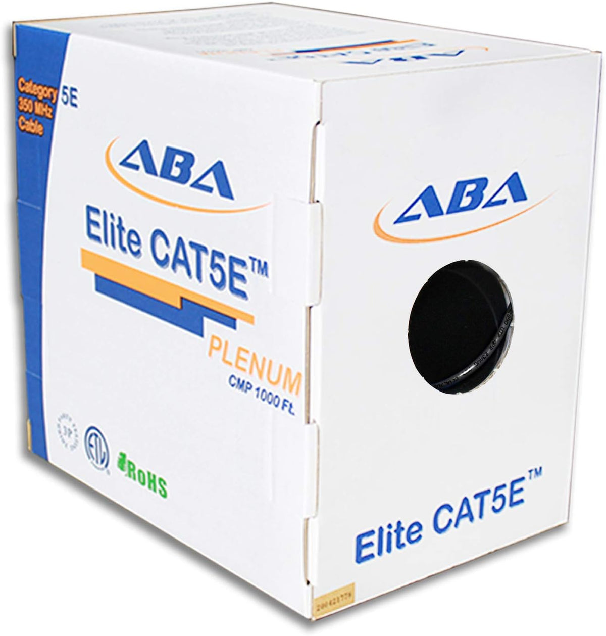 CAT5E Plenum Ethernet Cable 1000ft UTP 24AWG Bare Copper Yellow C221