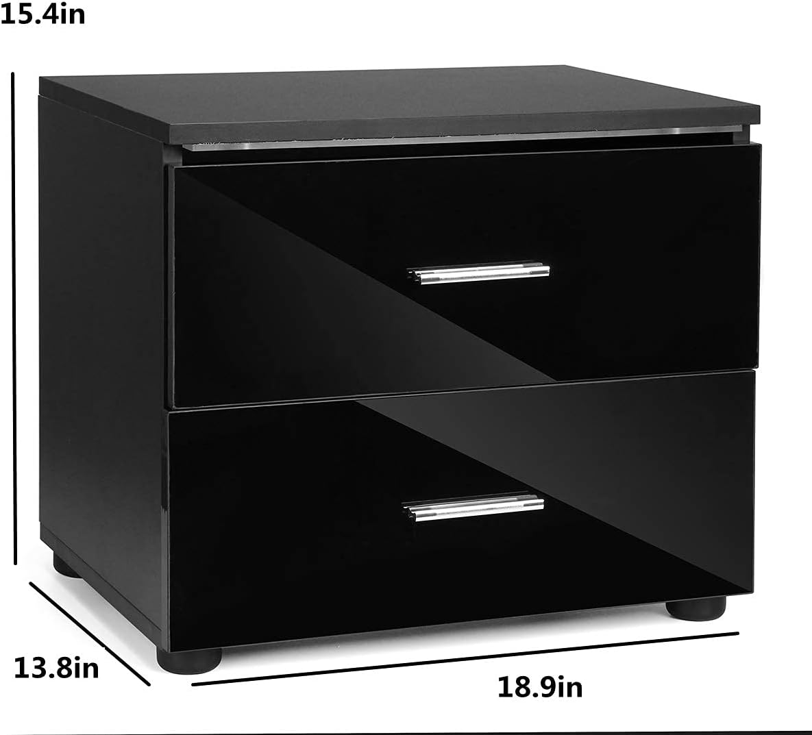 Black 2 Drawer LED Nightstand H986