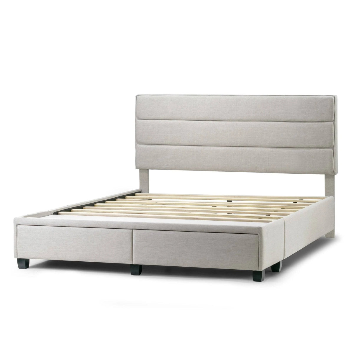 Beige Fabric Captain’s Bed with Two Drawers (King) A775953