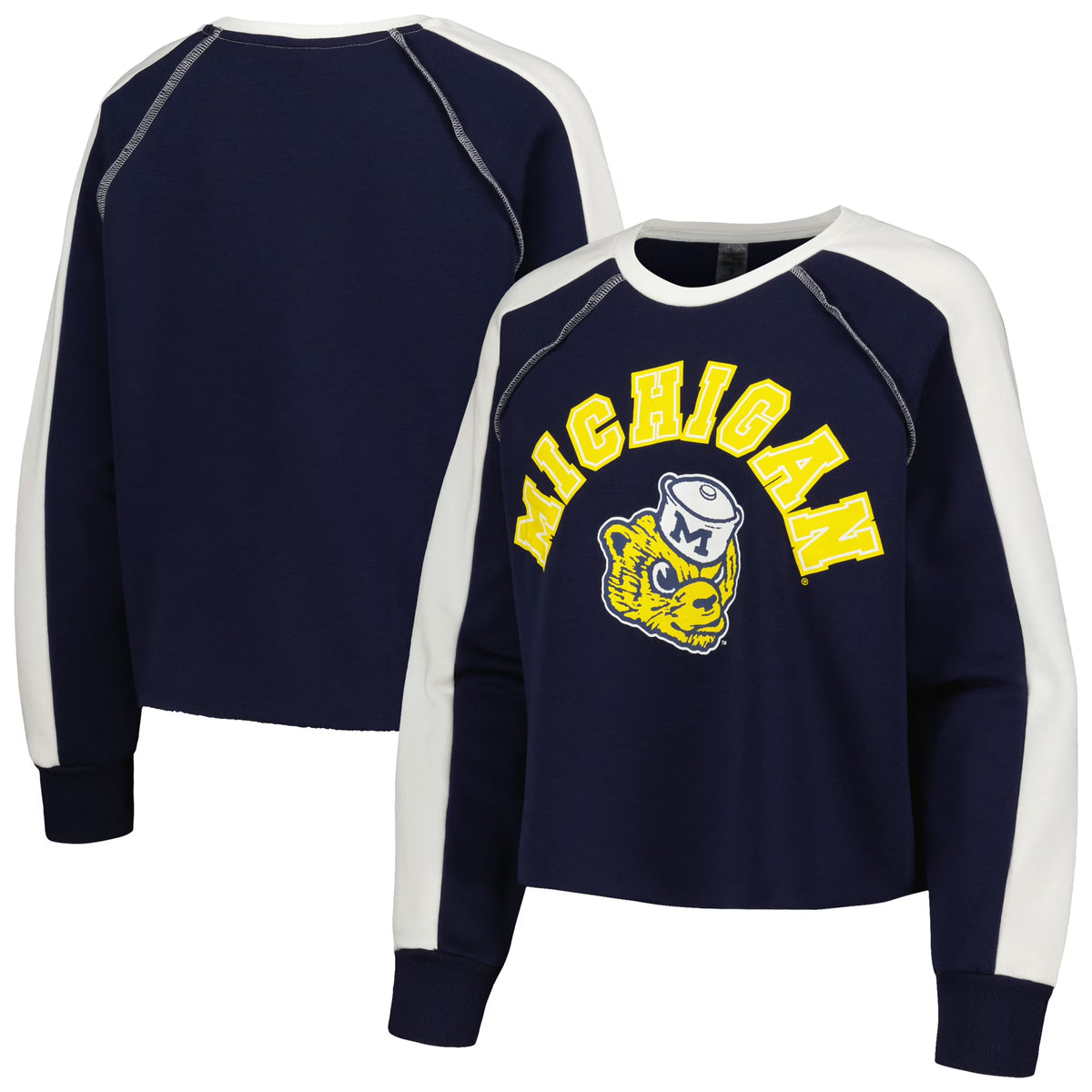 Navy Raglan-Cropped Pullover Sweatshirt L45668