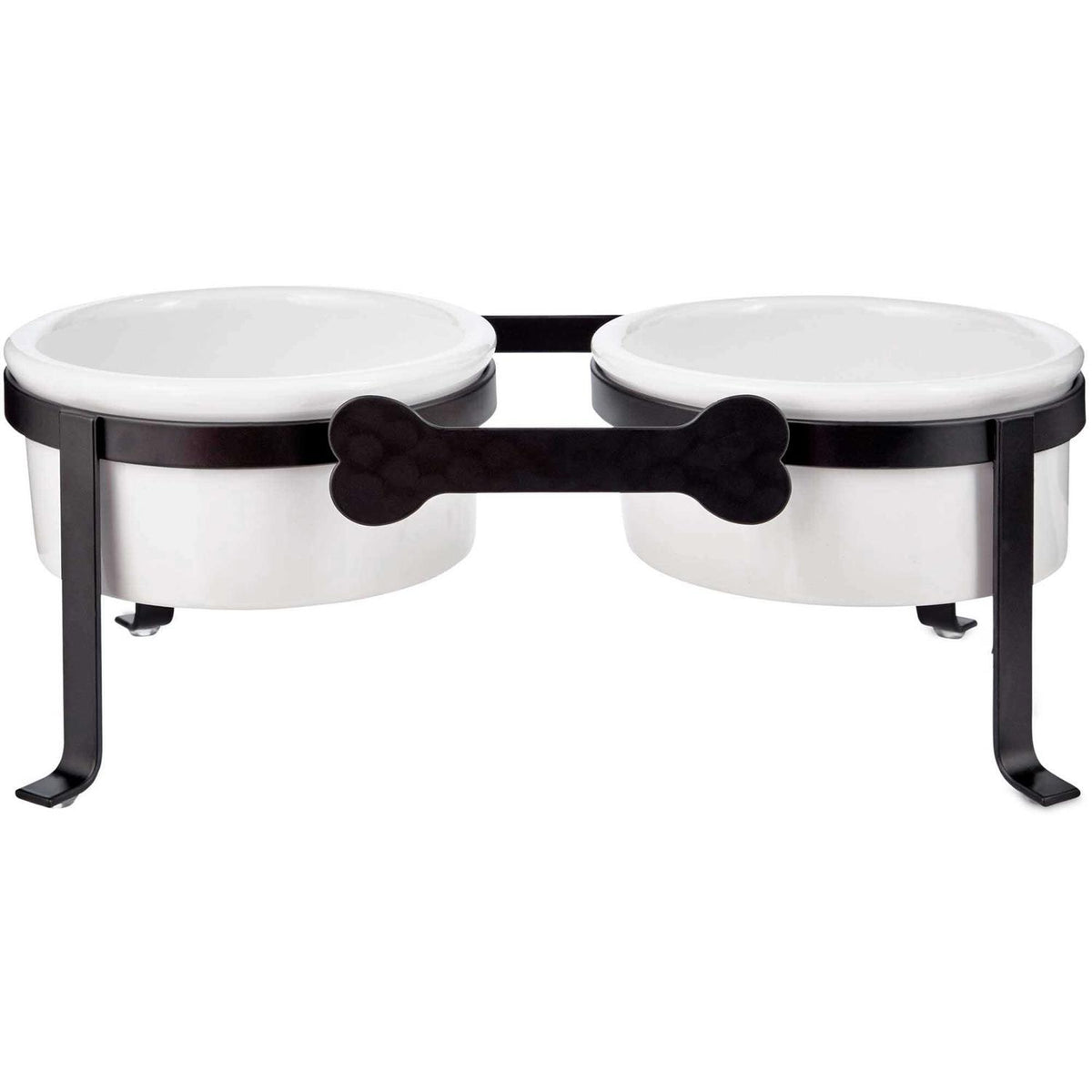 Iron Double Diner with Ceramic Dog Bowls Z369302