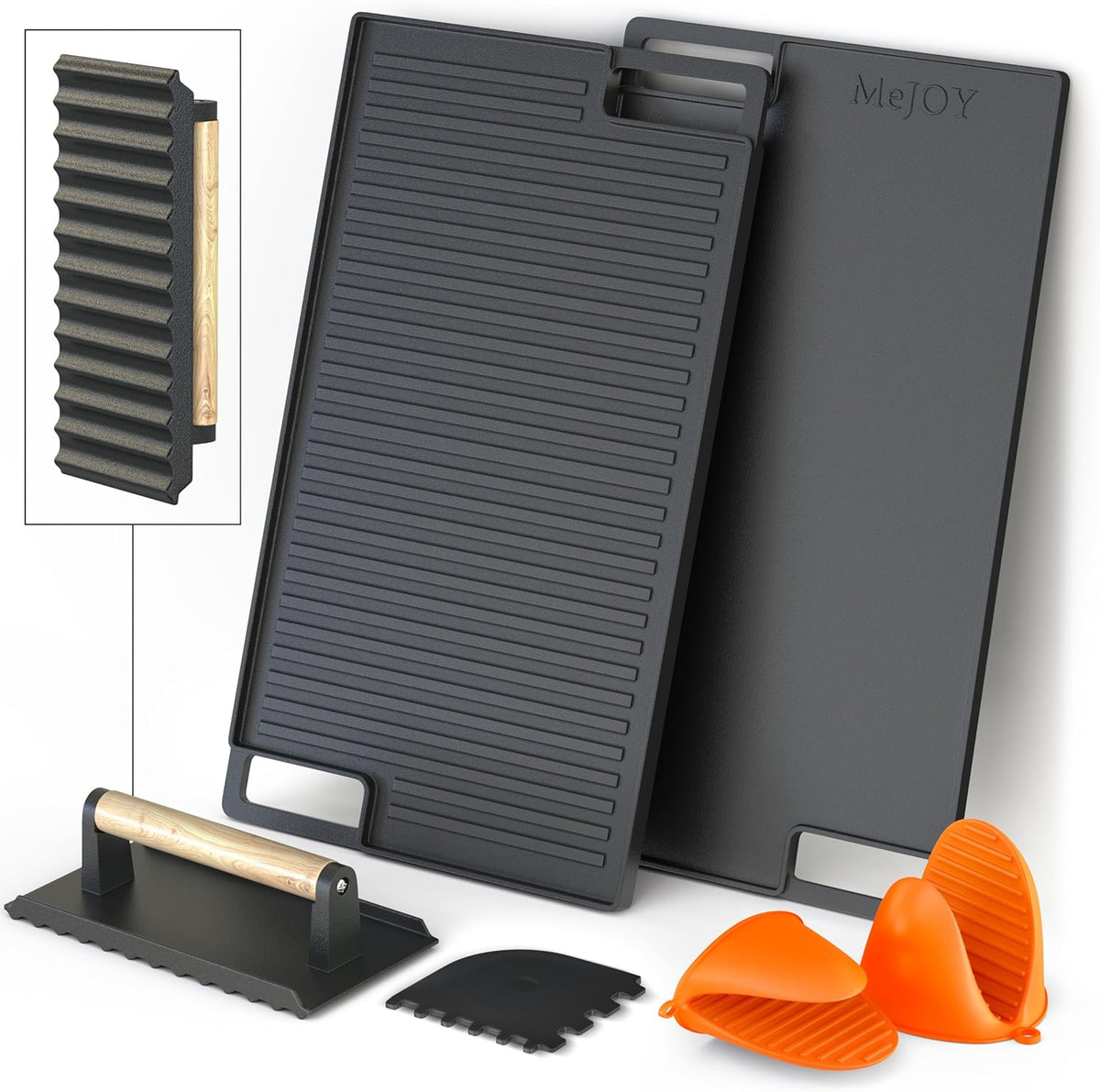 Pre-Seasoned Non-Stick Reversible Cast Iron Griddle (16.75" X 9.5") R1952
