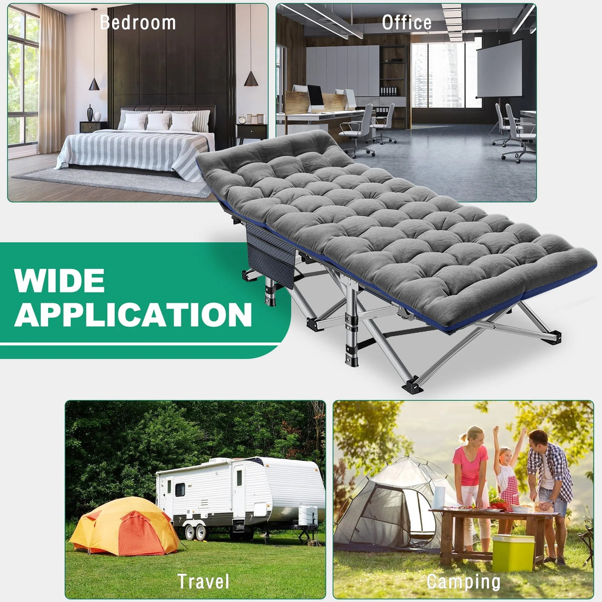 Folding Camping Cot with Mattress and Carry Bag R353974