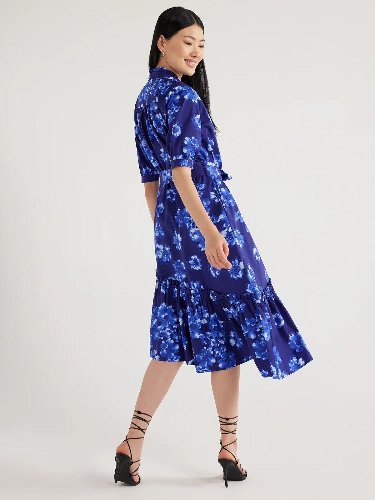 Asymmetrical Ruffle Midi Dress O946028