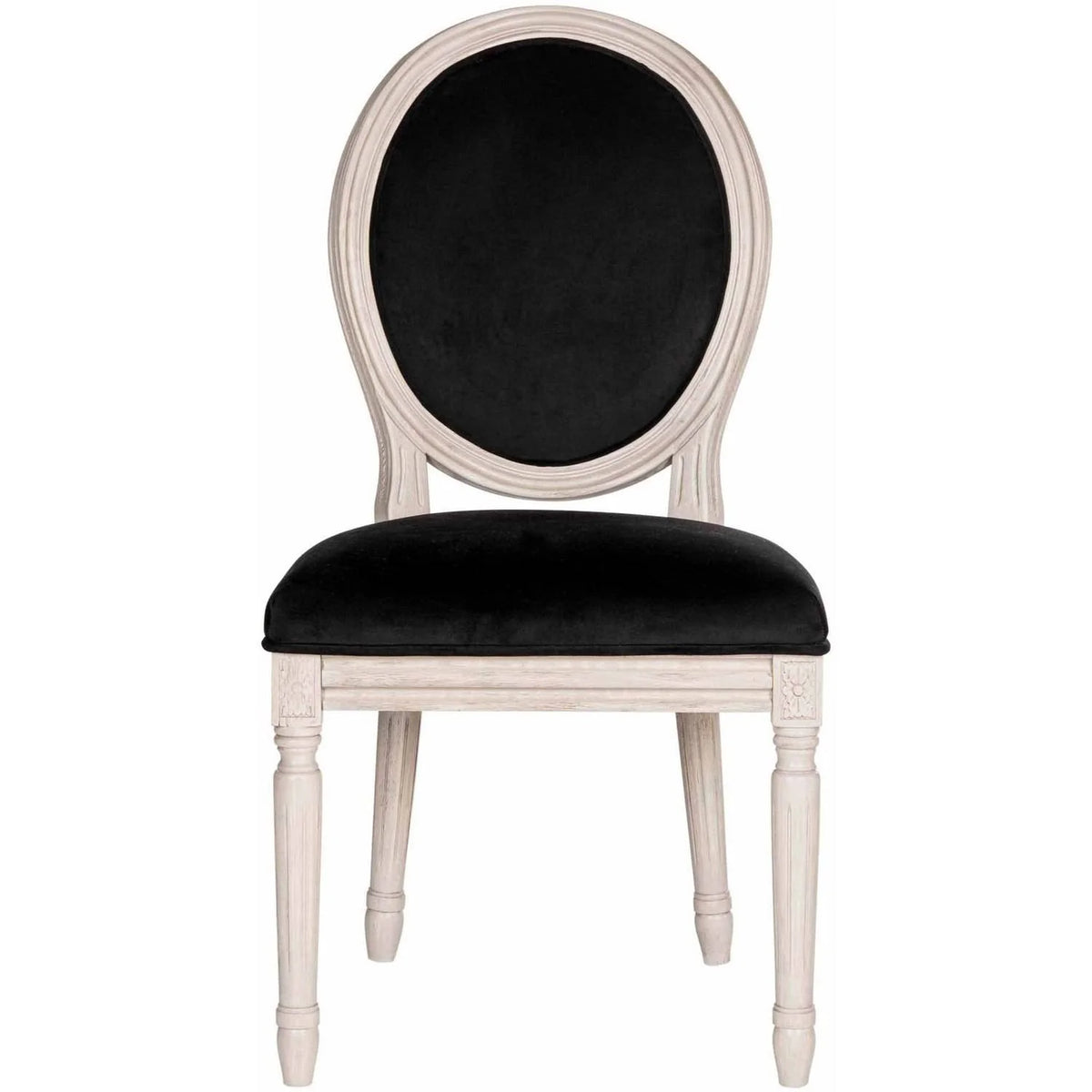Rustic Grey Black Velvet Oval Side Chair Set of 2 B937