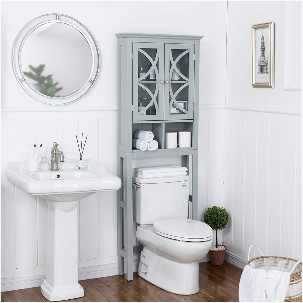 Grey Wooden Wall Storage Cabinet with Double Doors R224