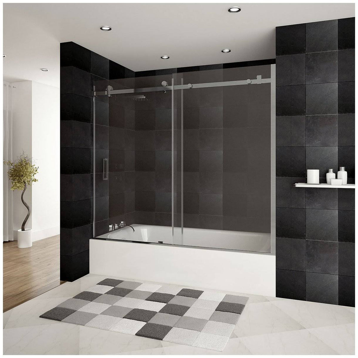 Bathtub Doors, Semi-frameless, Chrome Finish O95006