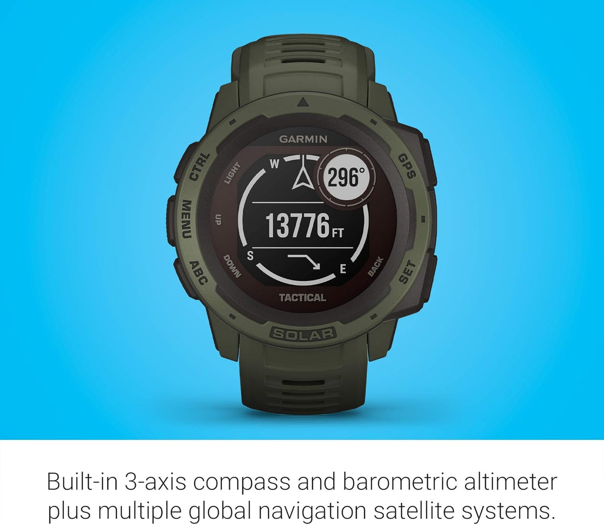 Moss Green Solar-Powered Rugged Outdoor Smartwatch R24216