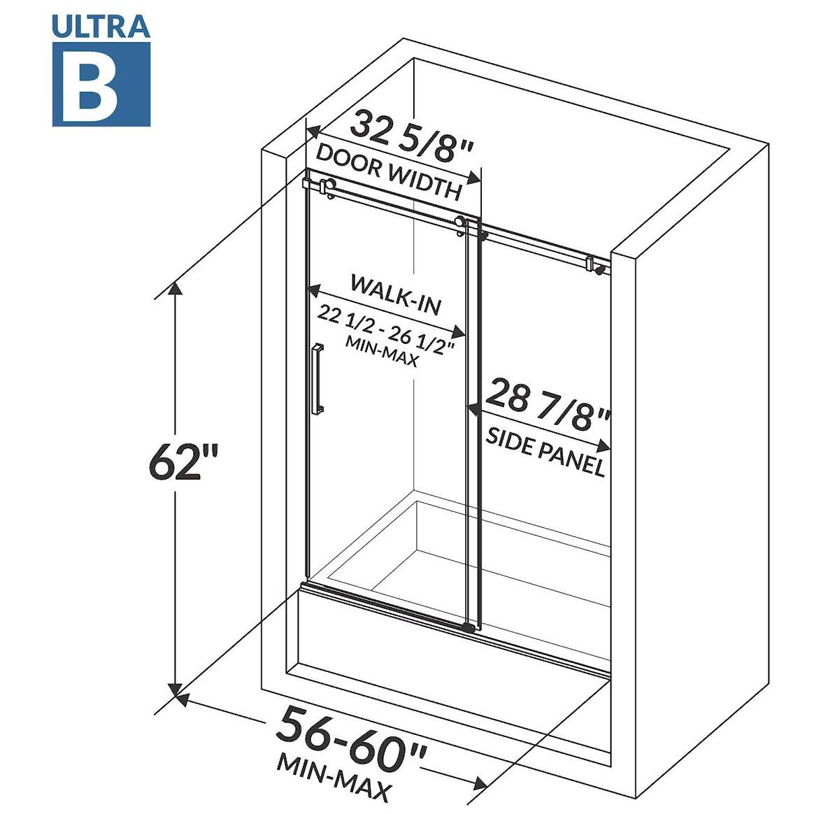 Bathtub Doors, Semi-frameless, Chrome Finish O95006