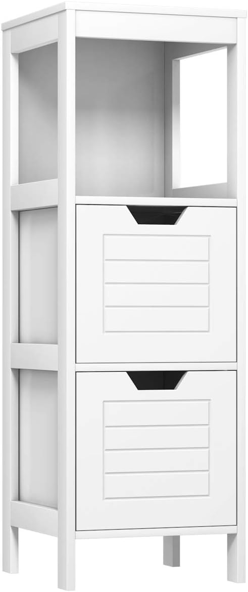 Black Wooden Bathroom Floor Cabinet with 2 Adjustable Drawers B213421