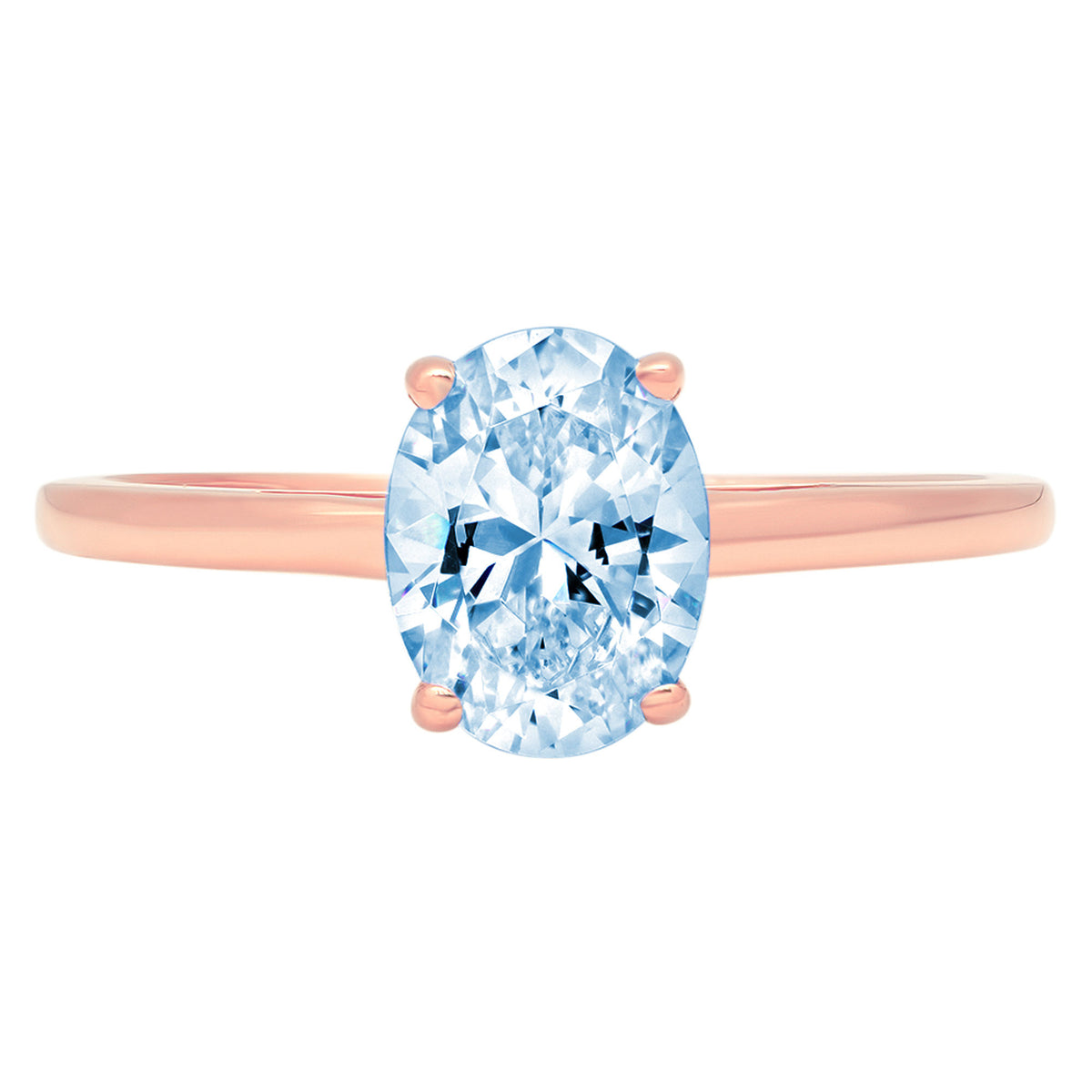 Oval Cut Blue Simulated Diamond 18k Rose Gold Ring Size 7 R93750