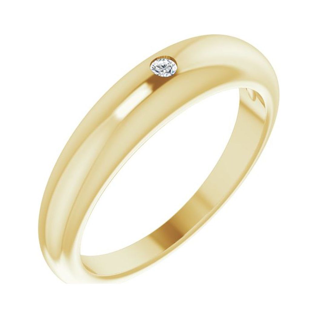 14k Yellow Gold Round 2mm Polished .03 Carat Diamond Petite Dome Ring Size 7 K752080