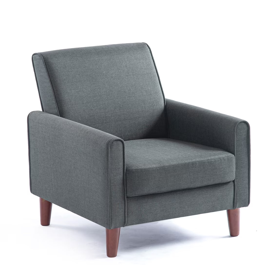 Mid Century Fabric Accent Chair with Arms Wood Legs Dark Gray Z498768