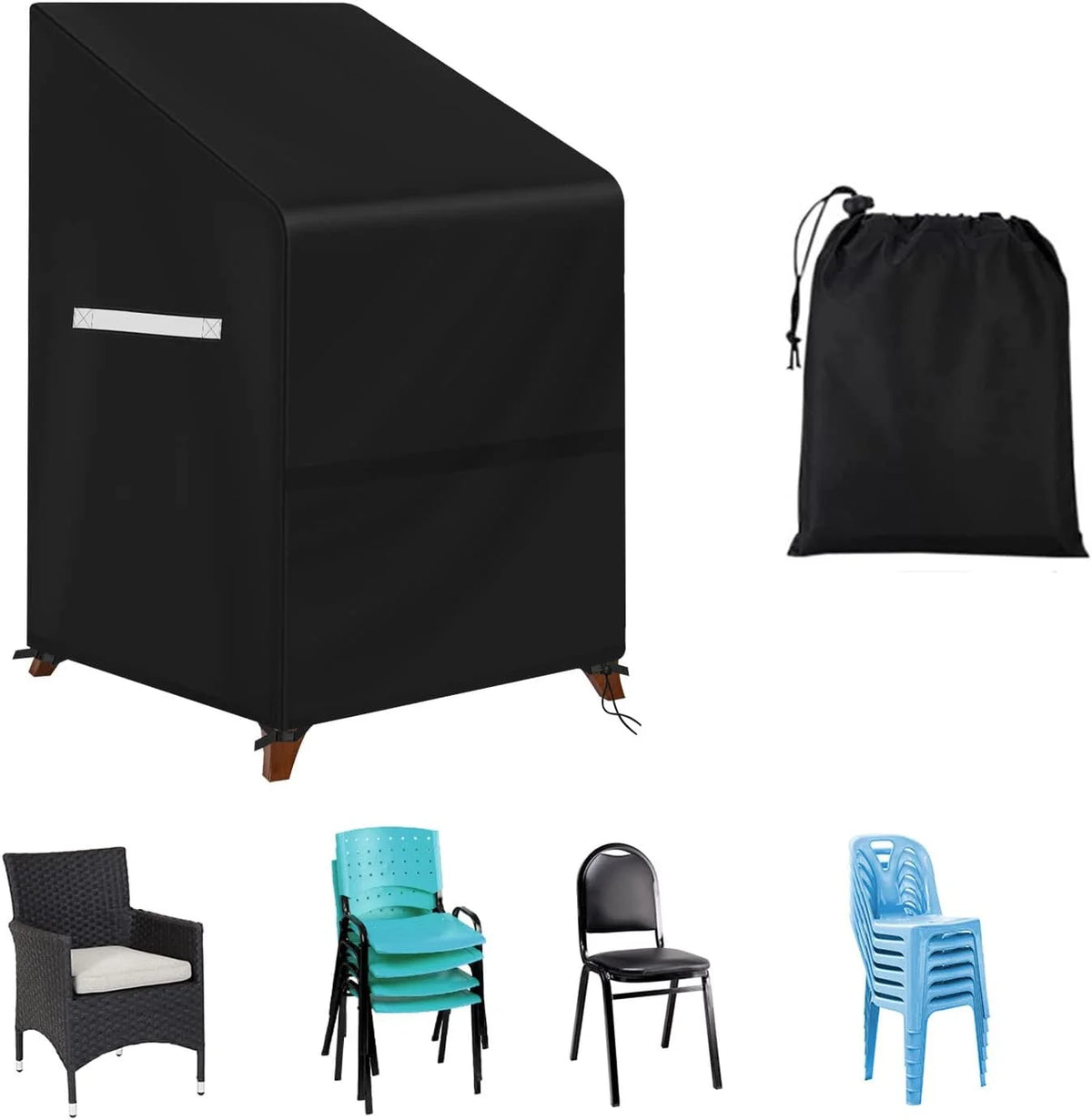 Outdoor Stacking Chair Covers Waterproof Patio Furniture Cover for 4-6 Stackable Chairs M973