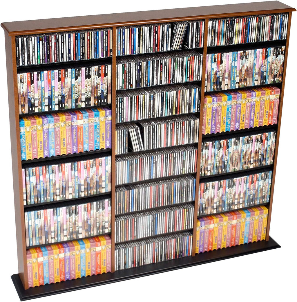 Triple Width Wall Storage Cabinet, Cherry and Black L3440