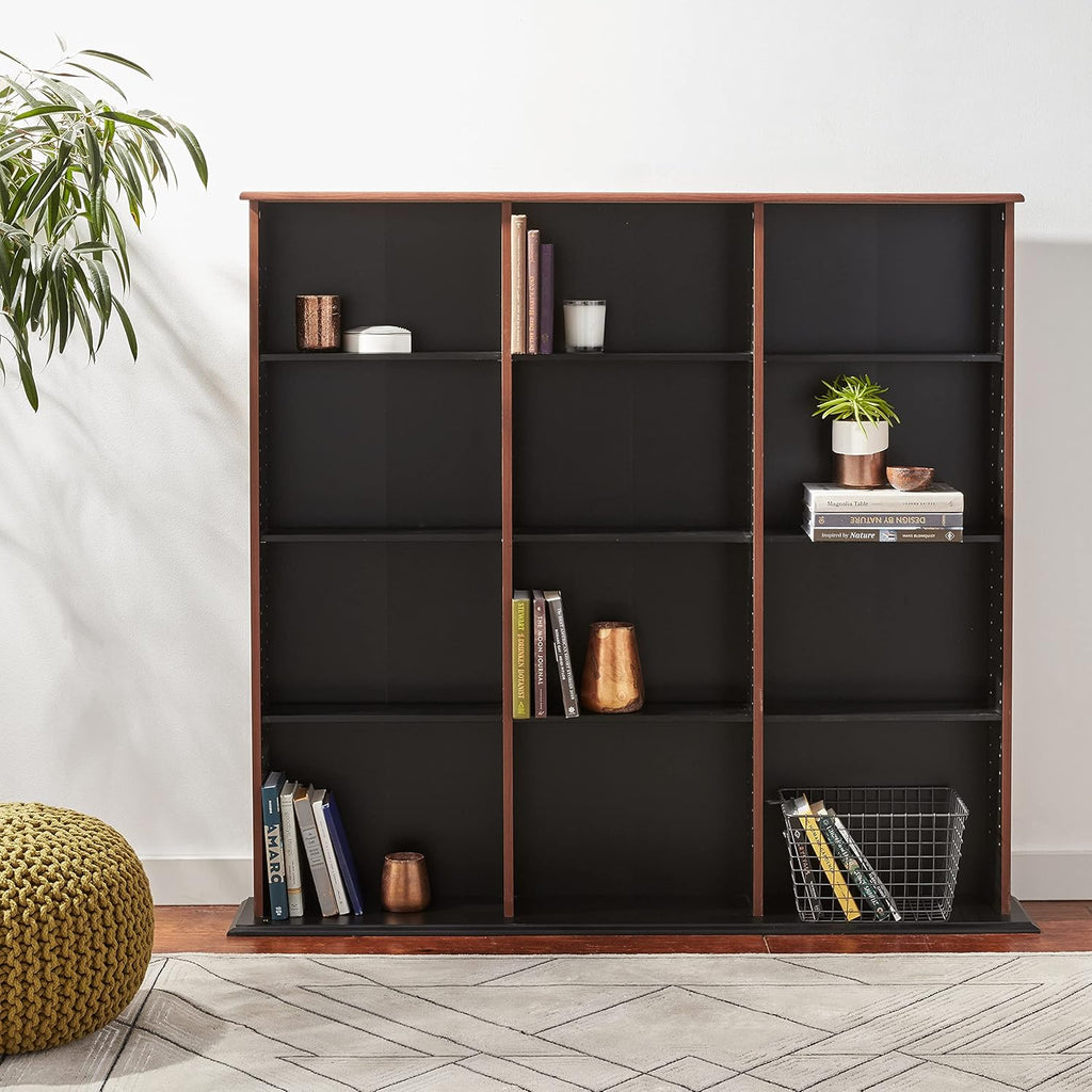 Triple Width Wall Storage Cabinet, Cherry and Black L3440