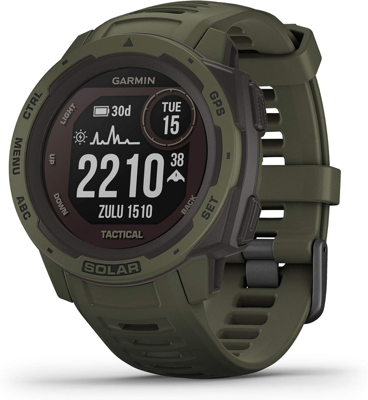 Moss Green Solar-Powered Rugged Outdoor Smartwatch R24216