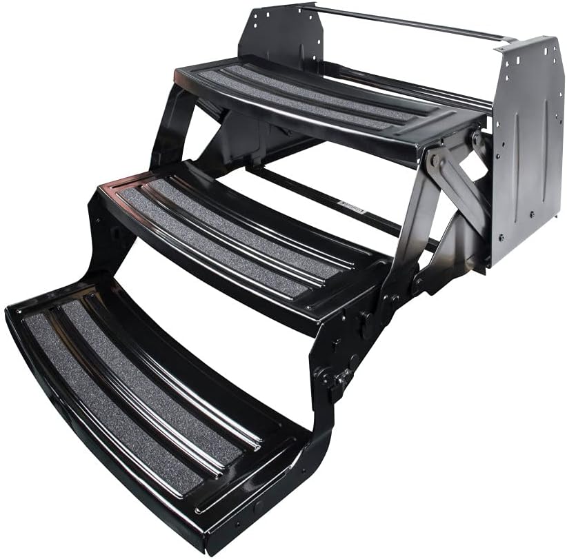 24" Radius Corner Manual Step - Triple, 7" Rise, Black H27064