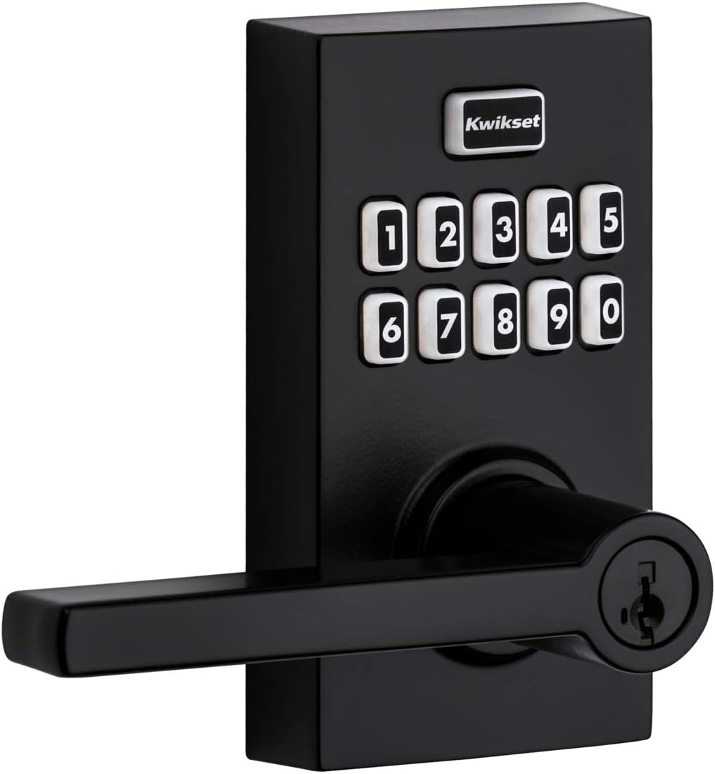 Satin Nickel Electronic Lever Lock with Halifax Door Handle and SmartKey Security M98581