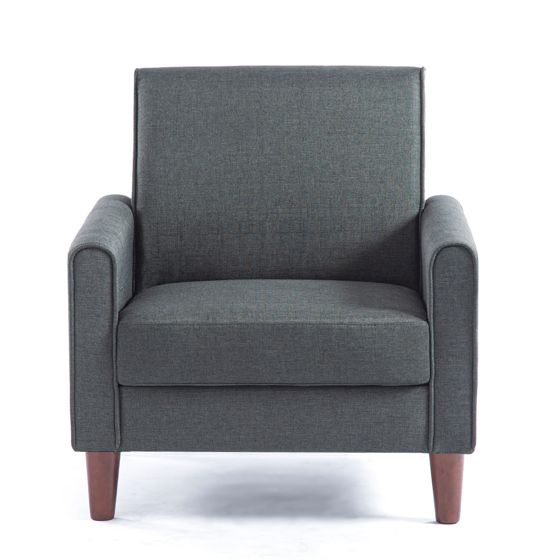 Mid Century Fabric Accent Chair with Arms Wood Legs Dark Gray Z498768