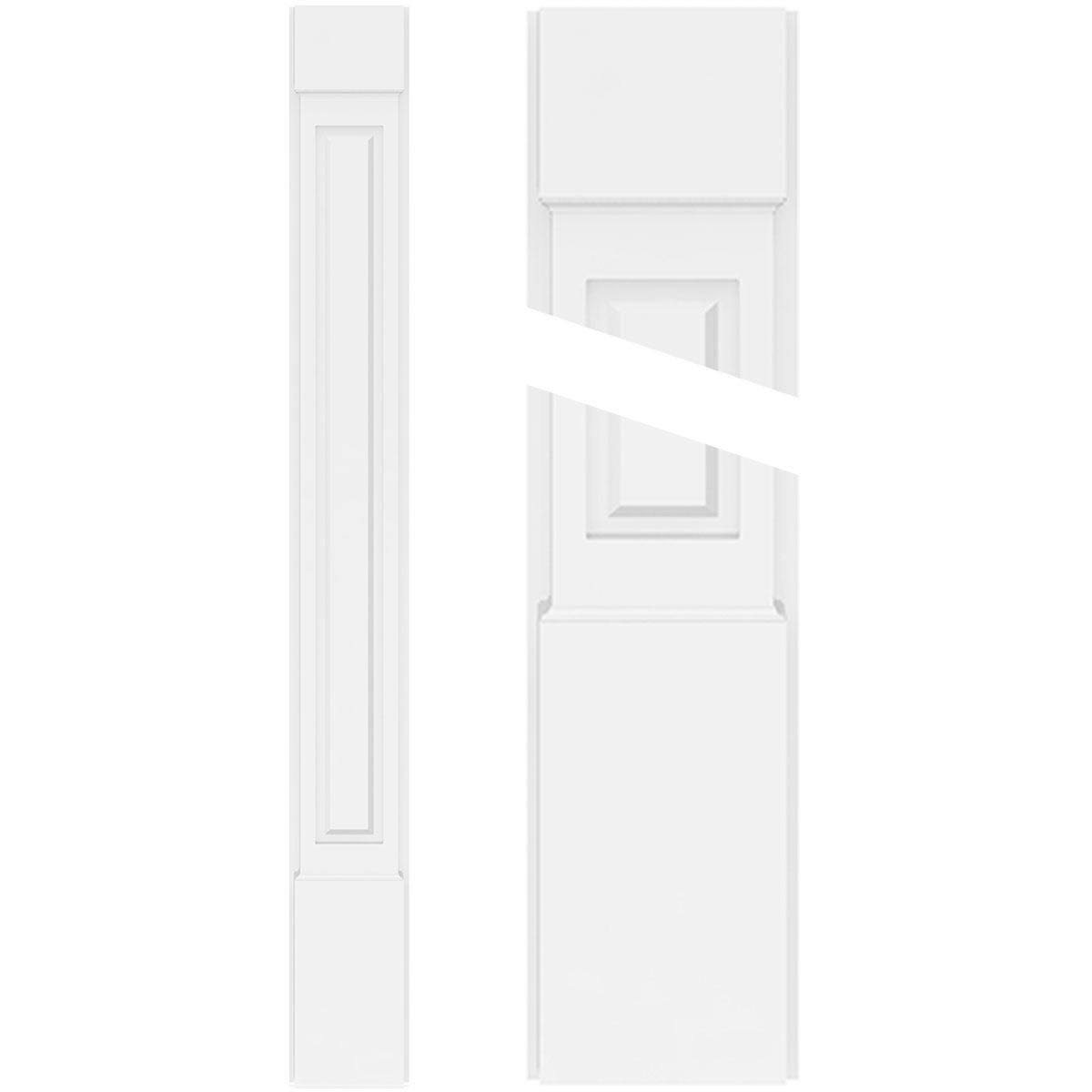 6x22W x 120x22H Raised Panel PVC Pilaster with Capital & Base O969755