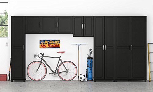 Black Engineered Wood Utility Storage Cabinet J366
