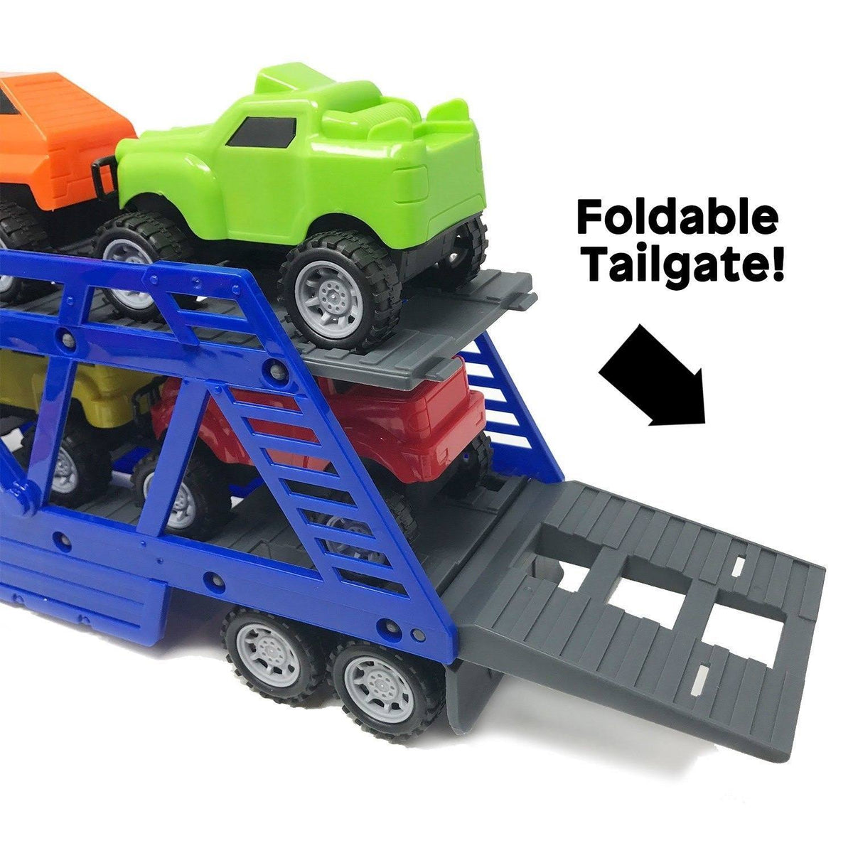 5-in-1 Truck Carrier Toy Trailer with Construction Signs K318