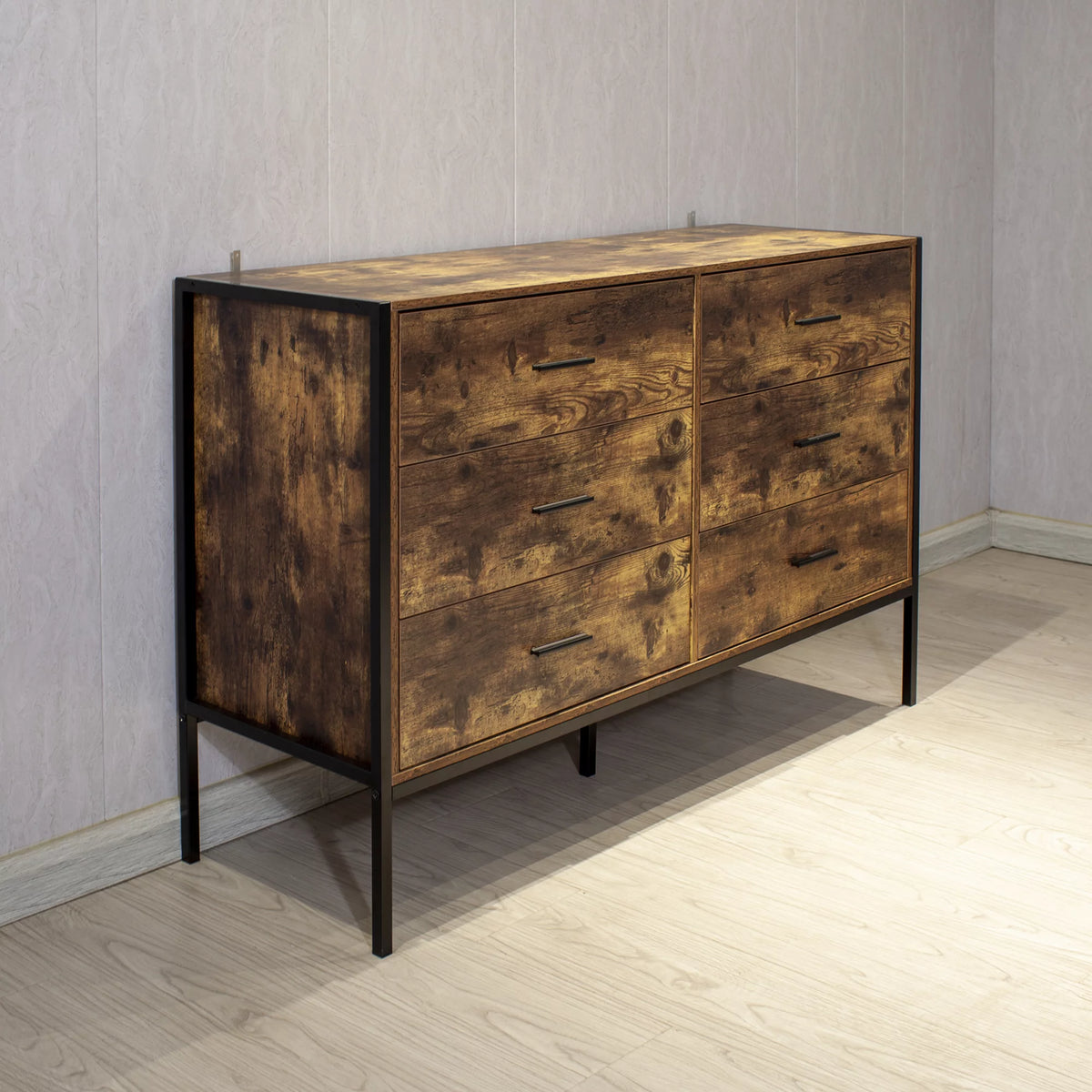 Rustic Brown 6 Drawer Wood Dresser M157330