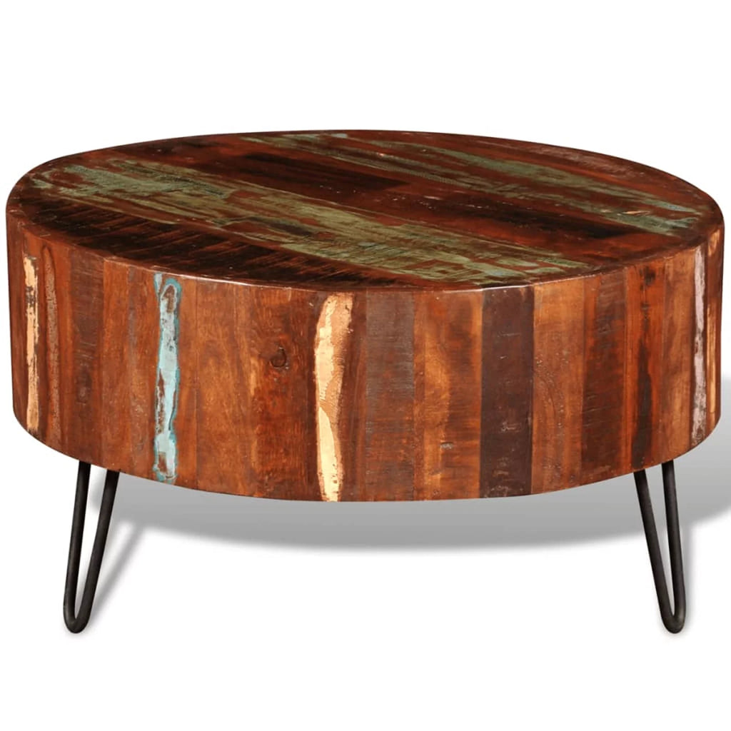 Solid Reclaimed Wood Round Coffee Table U90451