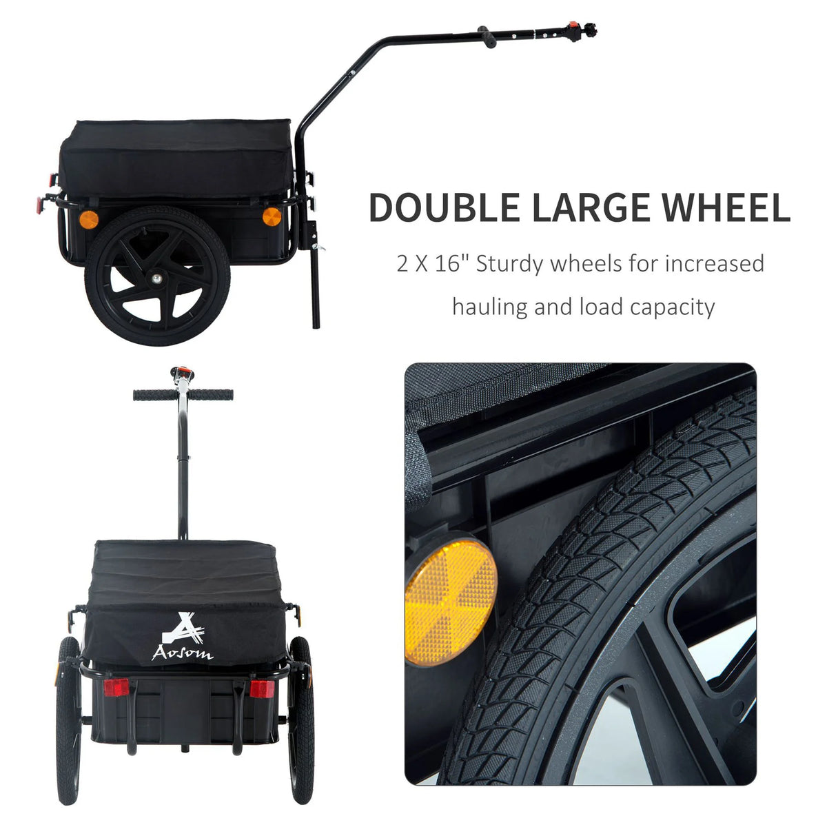 Double Wheel Enclosed Bicycle Cargo Trailer Black X598719