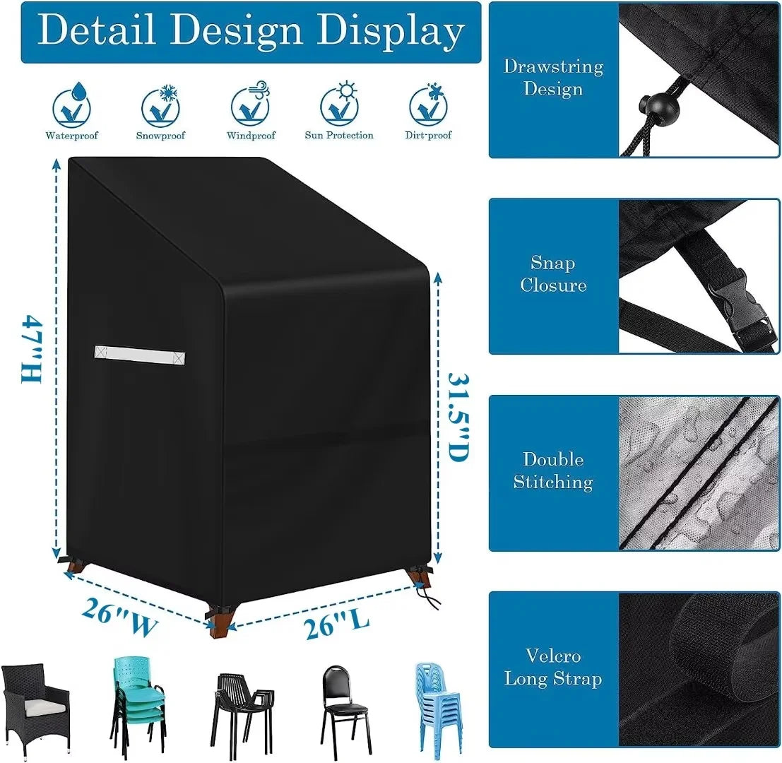 Outdoor Stacking Chair Covers Waterproof Patio Furniture Cover for 4-6 Stackable Chairs M973