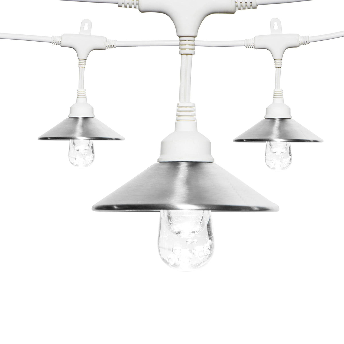 Classic LED Cafe Lights with 24 Stainless Steel Cage Shades F5053