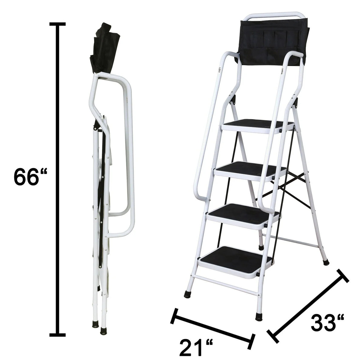 4 Step Ladder with Handrails Folding Step Stool 300 Lb. Capacity O791955