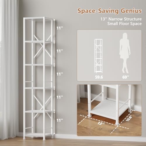6 Tier Metal and Wood Bookshelf O39657
