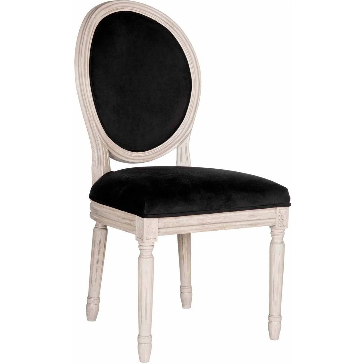 Rustic Grey Black Velvet Oval Side Chair Set of 2 B937