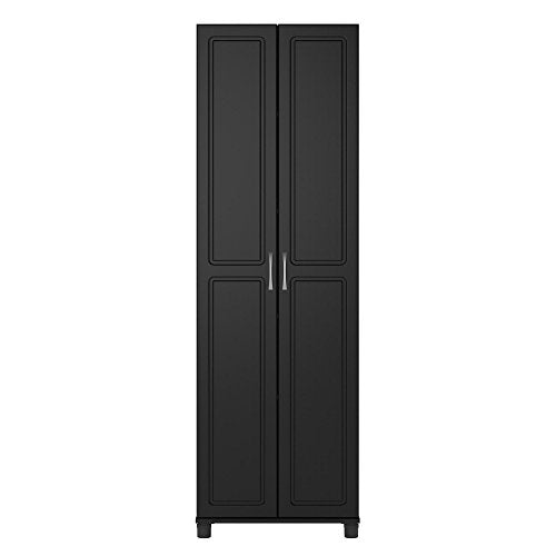 Black Engineered Wood Utility Storage Cabinet J366