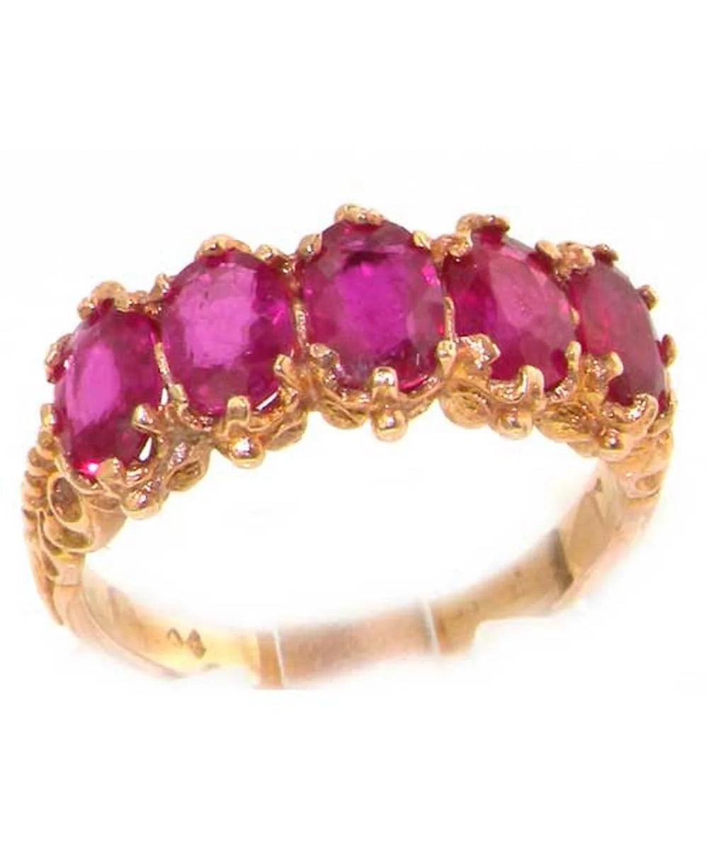 14k Rose Gold Natural Ruby Womens Eternity Ring A891131