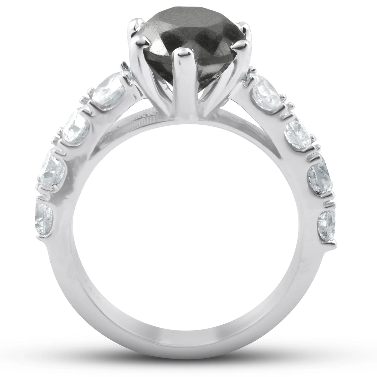 4 1/2 Carat Black & White Diamond Engagement Ring 14K White Gold Y479