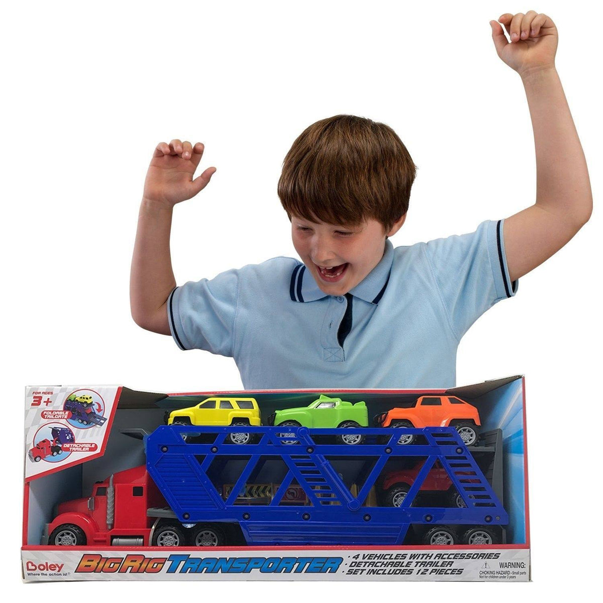 5-in-1 Truck Carrier Toy Trailer with Construction Signs K318