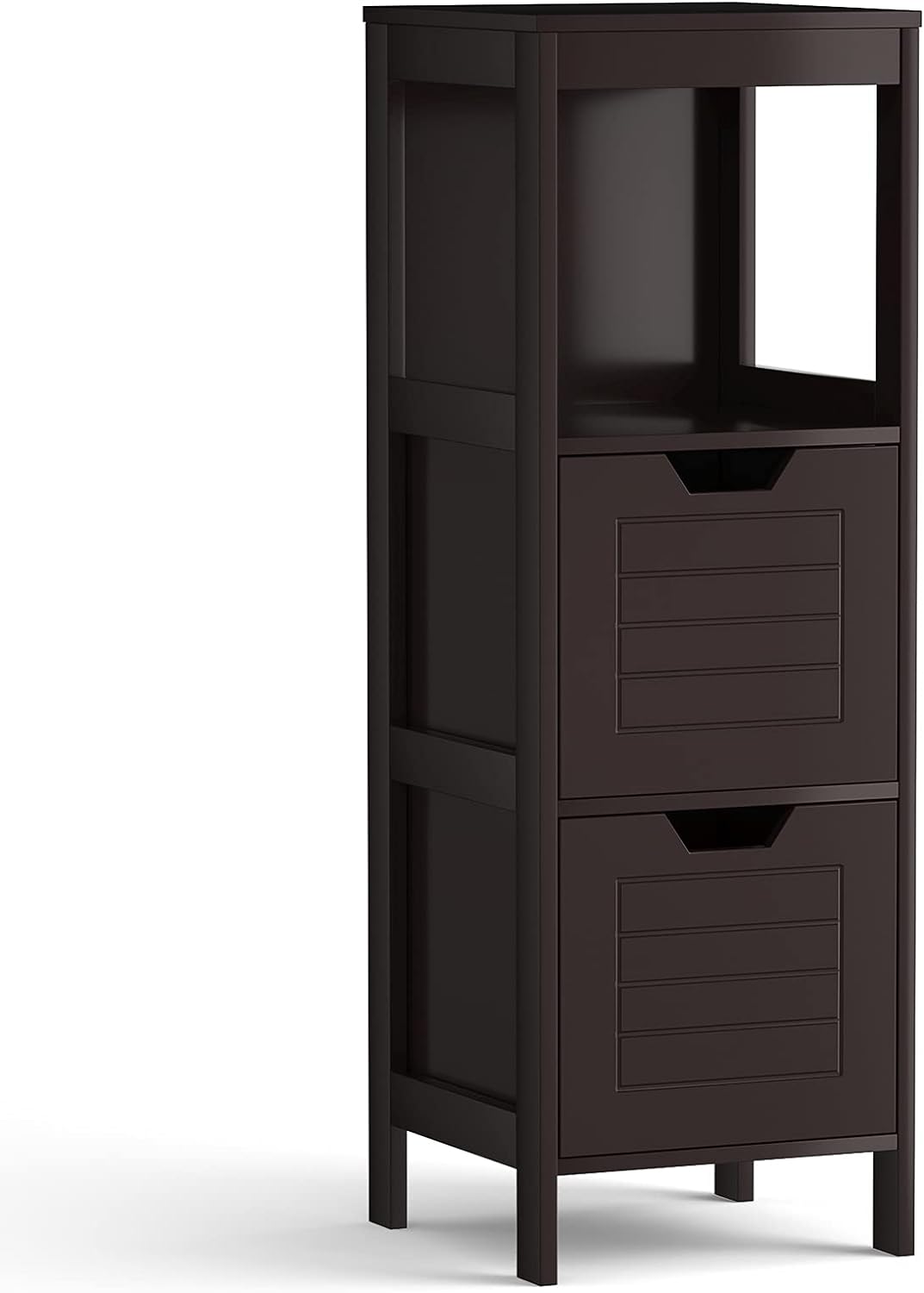 Black Wooden Bathroom Floor Cabinet with 2 Adjustable Drawers B213421