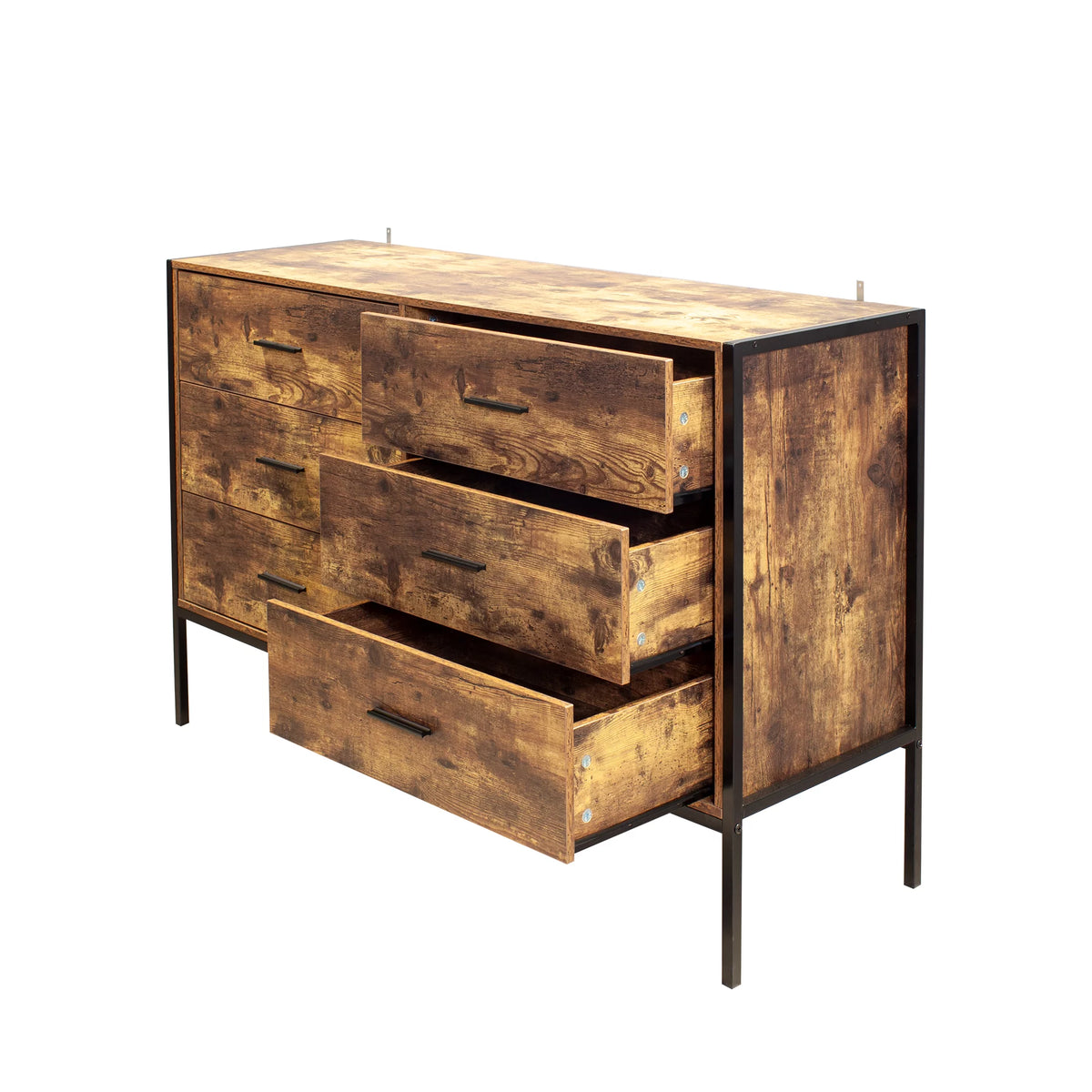 Rustic Brown 6 Drawer Wood Dresser M157330