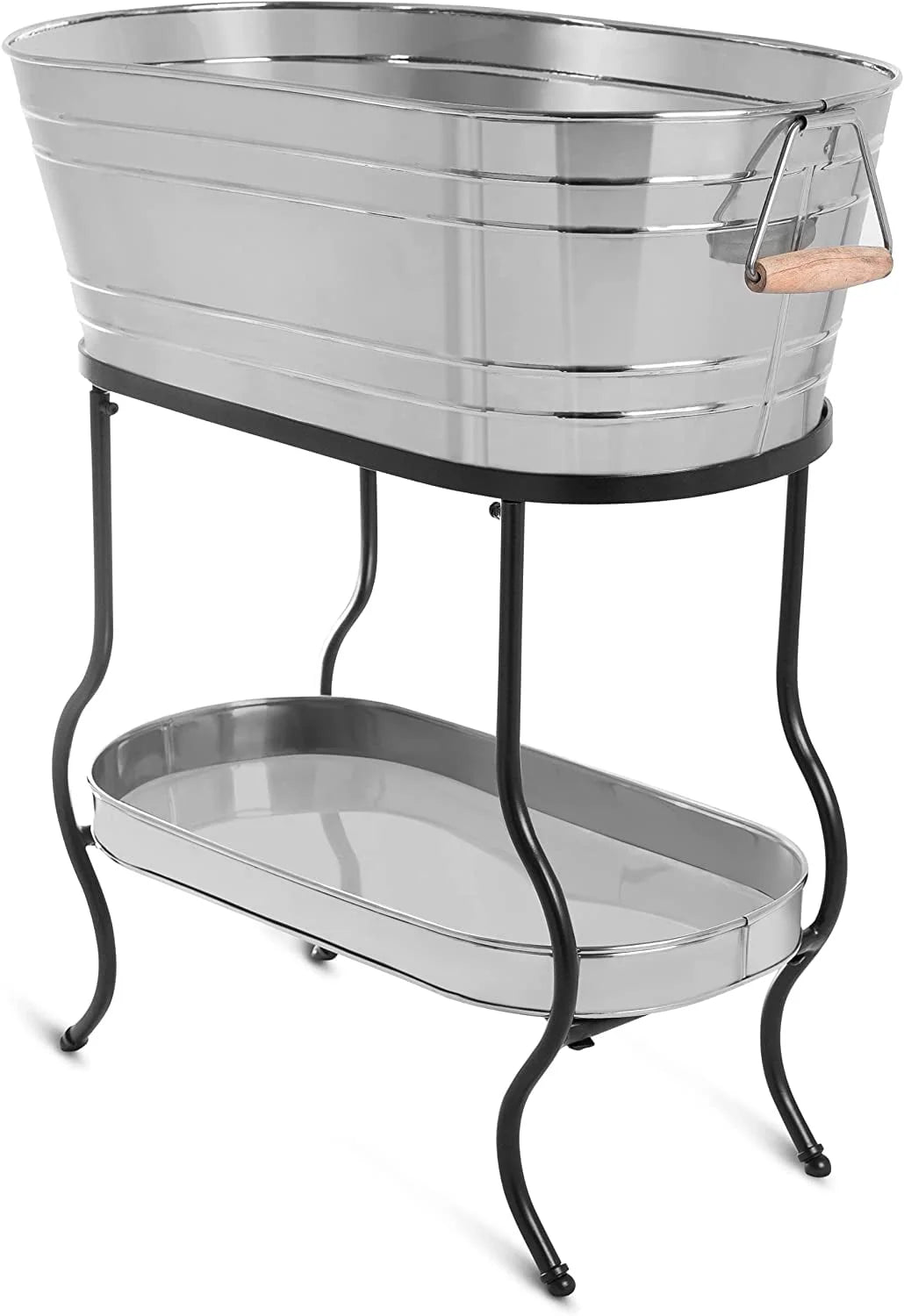Galvanized Steel Beverage Tub with Stand and Drip Pan Tray L1947