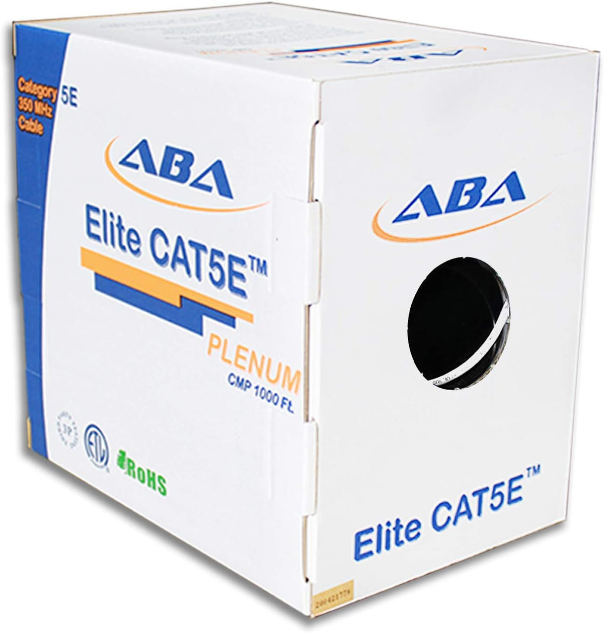 CAT5E Plenum Ethernet Cable 1000ft UTP 24AWG Bare Copper Yellow C221