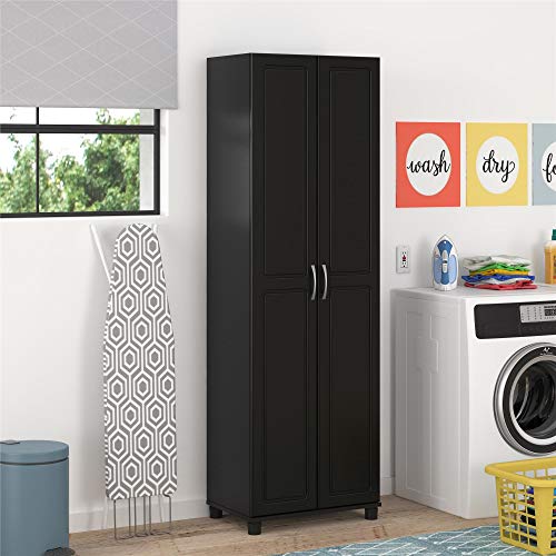 Black Engineered Wood Utility Storage Cabinet J366