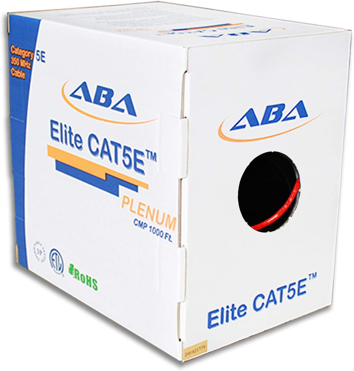 CAT5E Plenum Ethernet Cable 1000ft UTP 24AWG Bare Copper Yellow C221