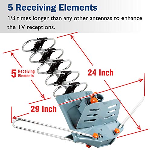 HDTV Antenna Amplified Digital Outdoor Antenna 150 Miles Range with 40FT RG6 Coax Cable I22496