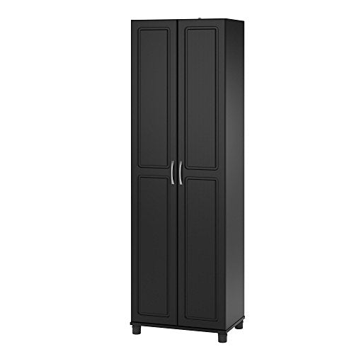 Black Engineered Wood Utility Storage Cabinet J366
