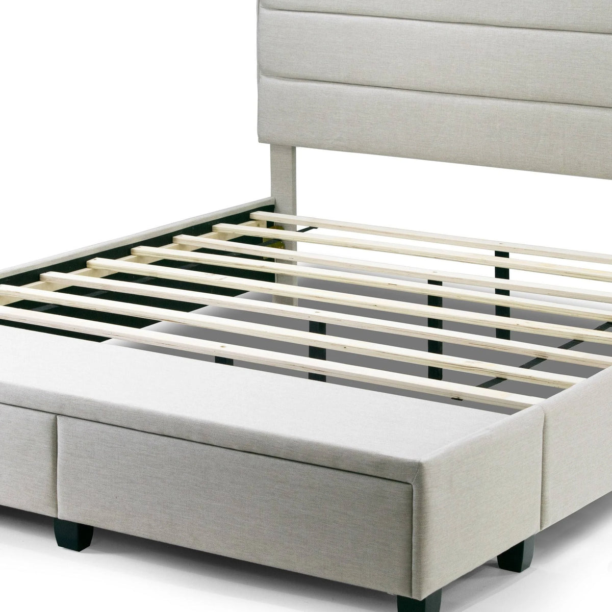 Beige Fabric Captain’s Bed with Two Drawers (King) A775953