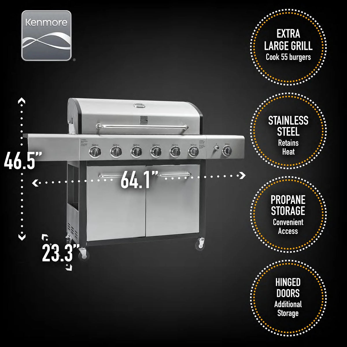 6-Burner Propane Gas Grill with Side Burner J5770
