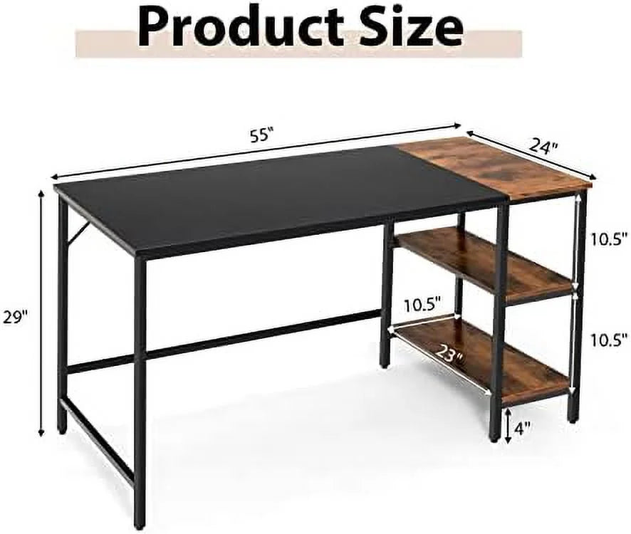 55” Computer Desk with 2-Tier Shelves P24723
